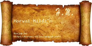 Horvai Milán névjegykártya