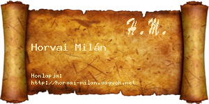 Horvai Milán névjegykártya